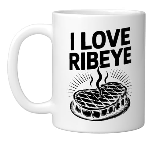 I Love Ribeye Steakhouse Grill Master Ceramic Mug, White