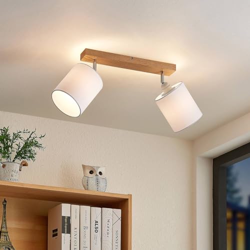 Lindby Strahler Imarin (Skandinavisch) aus Holz (2 flammig, E27) - Deckenlampe Deckenleuchte Lampe Spot Wohnzimmerleuchte