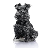 Reyife 4' Black Obsidian Dog Figurines, Handmade Crystal Schnauzer Statue, Pet Memorial Gifts, Home Decor Accents