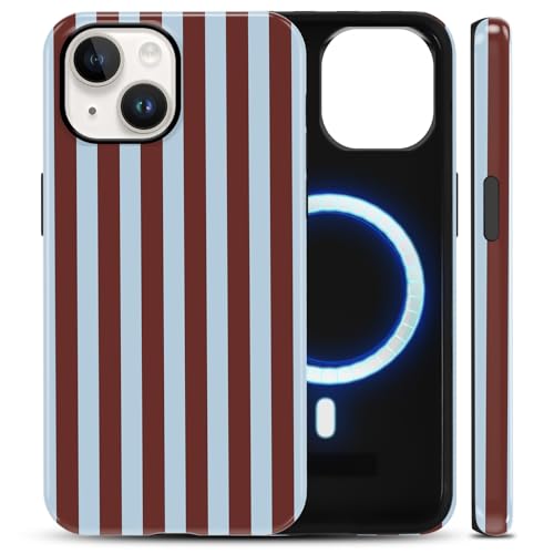 Coque iPhone 14/13 magnétique à rayures bleues compatible MagSafe