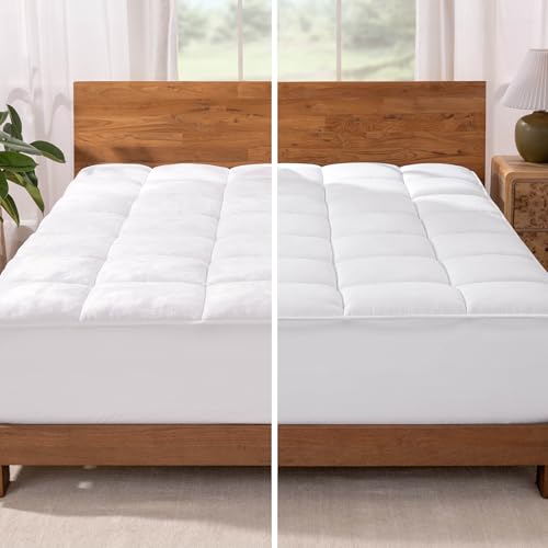 Bare Home Full Microplush Mattress Topper - Pillow Top Reversible - Soft Mattress Cover - Dual Sided All-Season - 8' to 24' Deep Pocket - Fitted Cover - Plush Mattress Pad (Full)
