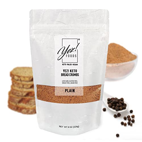 Yez! Foods Artisan Keto Bread Crumbs - Clean Keto, Paleo, Vegan, Low-carb, Free of Gluten/Wheat/Grains/Soy. No added sugar. Diabetic Friendly. 1 Net Carb. Unseasoned - 8oz Bag