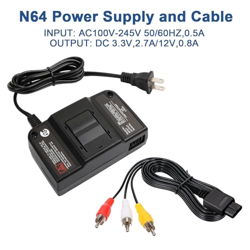 Power Supply and Cable Compatible with N64, AV Cable for N64, AC Power Supply Adapter and AV Composite Video Cable Cord Compatible with N64 by Koubare - Image 2