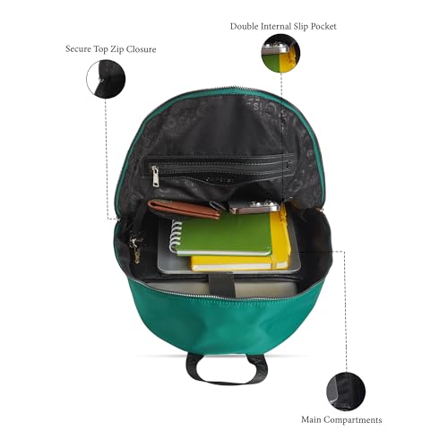 Image of Caprese Venus 19L Laptop Backpack Large | Stylish Color Block Bag with Signature Logo | 2 Compartments with Trolley Sleeve | Spacious Adjustable Strap Travel Backpack for Women
