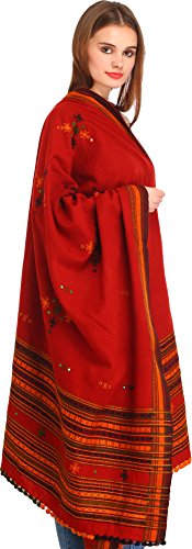 Image of Exotic India Women's Kutch Wool Shawl (SHV95--beige)