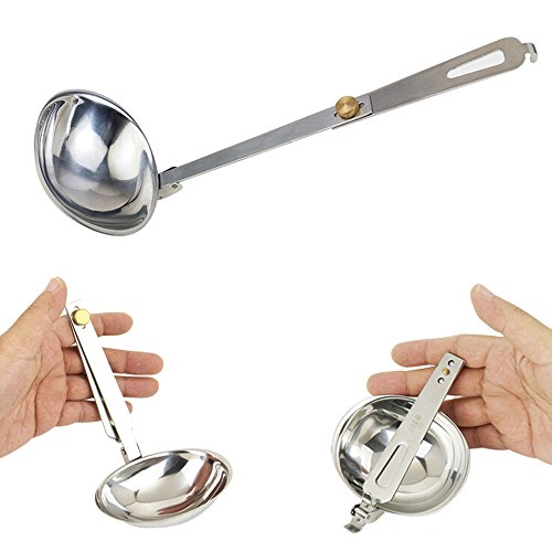 Workouty Portable Stainless Steel Outdoor Tableware Camping Folding Spoon Soup Ladle Cooking Utensils