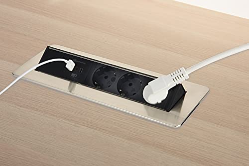 Regleta base múltiple retráctil con 3 tomas Schuko y doble puerto USB 3.1A Electraline 3