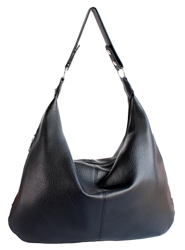 Large PU Leather Tote Bag for Women, Black