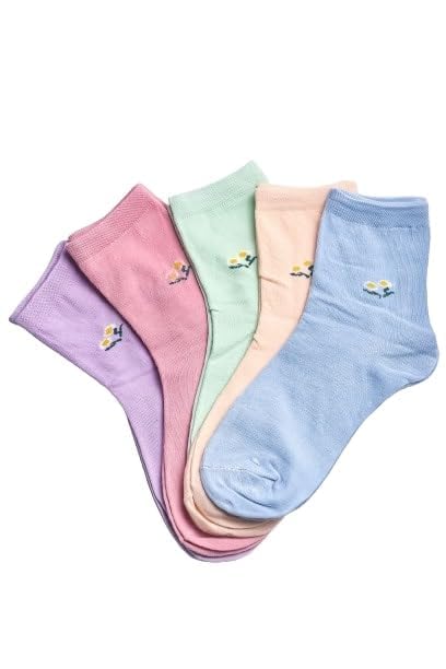 Women Mixed Color Mid-Calf Socks Simple and Comfortable Solid Color Combination Cotton Socks Ankle Length Socks-image-41