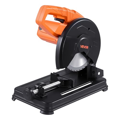 Image of VEVOR Chop Saw, 7-1/4 in Stainless Steel Cold Cut Blade, 1200 W Motor, 4000 r/min Speed, 0-45° Adjustable Cutting Angle, Metal Cutting Chop Saw for Metal Square and Flat Tubes, I-Shaped Steels