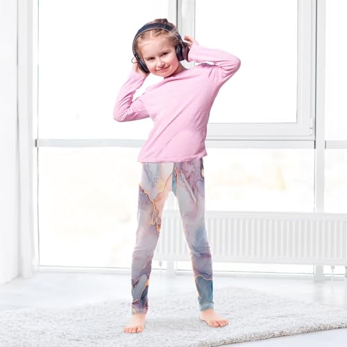 Bolaz Toddler Girls Leggings Printed Yoga Pants Leggings White and Pink Marble for Kids4