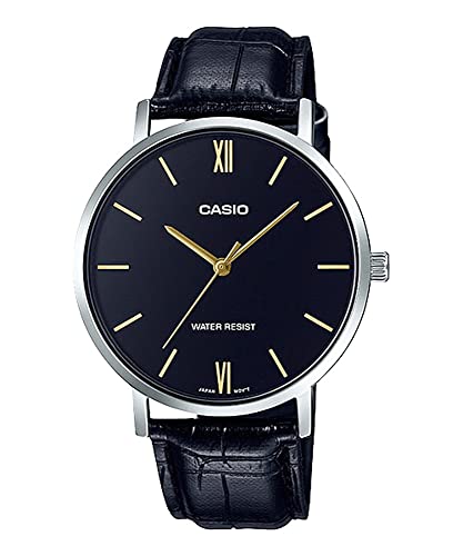 [カシオ] CASIO クオーツ メンズ 腕時計 MTP-VT01L-1B ブラック×ブラックレザーバンド 海外モデル [並行輸入品]