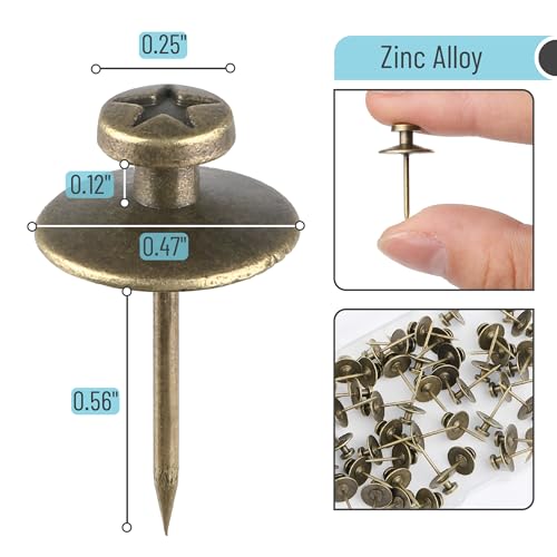 Image of Mr. Pen Double Headed Picture Hanging Nails | 25 Pack Bronze Push Pins and Tacks for Wall