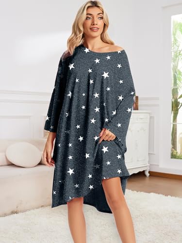 Image of CRIPOM Plus Size Moo Moos for Women Oversized Sleep Shirts for Women Oversized Nightgown with Pocket Fit S-5XL