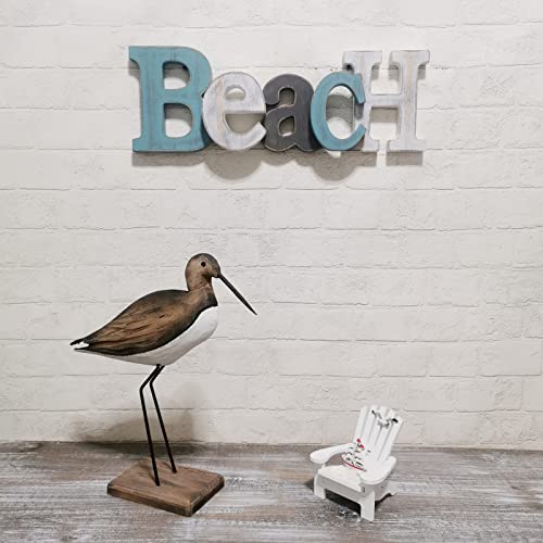 Linfevisi Wooden Beach Sign Aqua Hanging Block Letters Sign Rustic Freestanding Wood Word Decor Decorative Beach Table Sign Cutout Word Art Wall Decor (beach) - Image 2