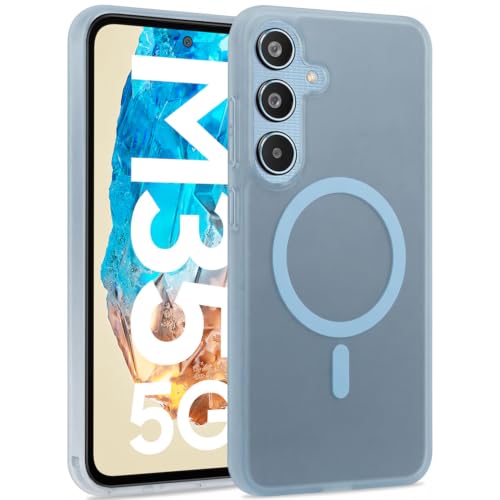 Image of DIZORO Matte Case for Samsung Galaxy M35 Compatible with MagSafe, Camera Lens Full Protection, Shockproof Translucent Frosted TPU Soft Phone Cover, Anti-Fingerprint-Sky
