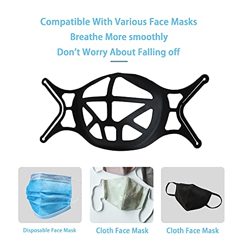 3D Face Mask Bracket 10Pcs 3D Silicone Mask Bracket Breathe Cup For Mask Brace Cool Mask Inserts For Breathing Room Plastic Mask Insert Mask Holder (Black) Mask Rope Is Fixed To Prevent Falling Off #TOP4