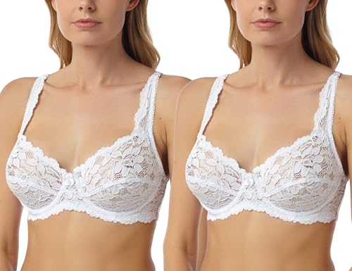 2 Pack Undercover Full Cup Lace Underwired Bra BR26 White 36B