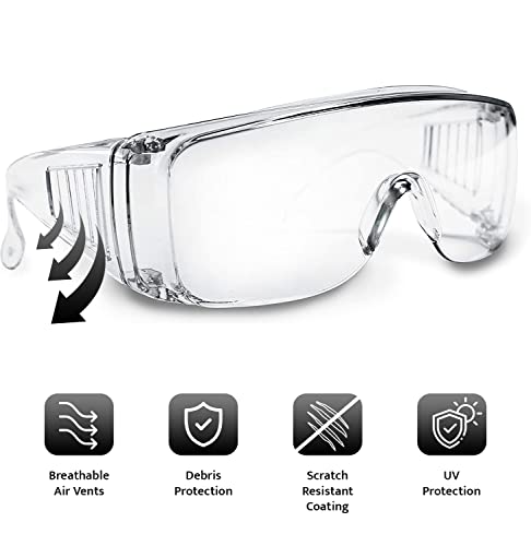 Aqulius 12 Bulk Pack Safety Glasses Over Eyeglasses (Anti-Fog & Scratch Resistant) Crystal Clear Eye Protection - Otg Safety Goggles #TOP1
