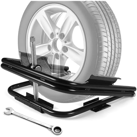 BOYISEN RV/Camper Tire Leveler, Light Trailer Tire Leveler with Ratchet Wrench, Adjustable Swivel Tire Cradle Plates Fits 13in 14in 15in Tire Size, Up to 28in Out Diameter, Support 3,000-3,500 LBS Cover