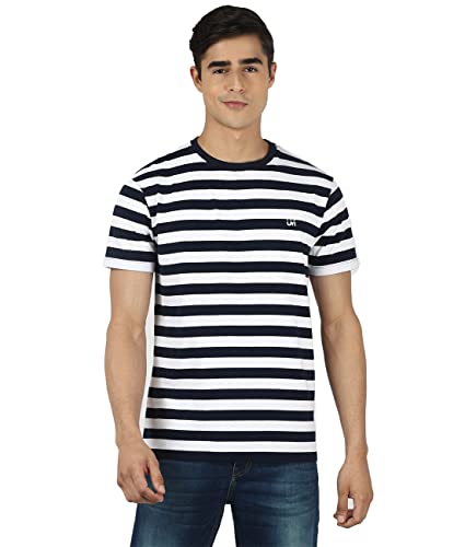 Image of UrbanMark Men Cotton Striped T-Shirt
