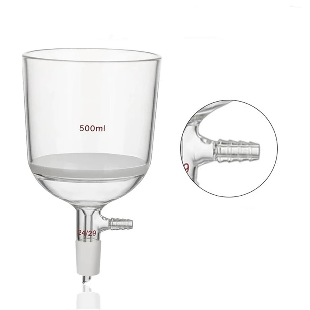 Cristalería de Laboratorio Embudo de vidrio de laboratorio de 30 ml/60 ml/100 ml/250 ml/500 ml/1000 ml, n.° 24, con filtro de núcleo de arena G3 grueso(500ml(19))