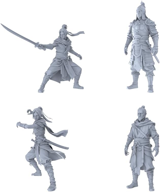 MRY-SFW 1/64 Ancient Martial Arts Quartet 4-Figure Set, Swordsman General, DIY Paintingation