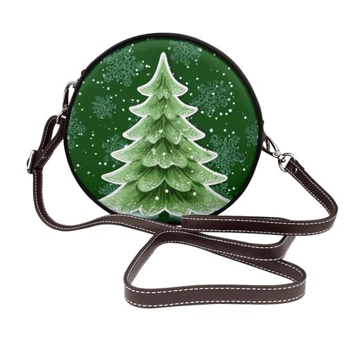 Sac à bandoulière rond en cuir végétalien de qualité supérieure par Snow Tree