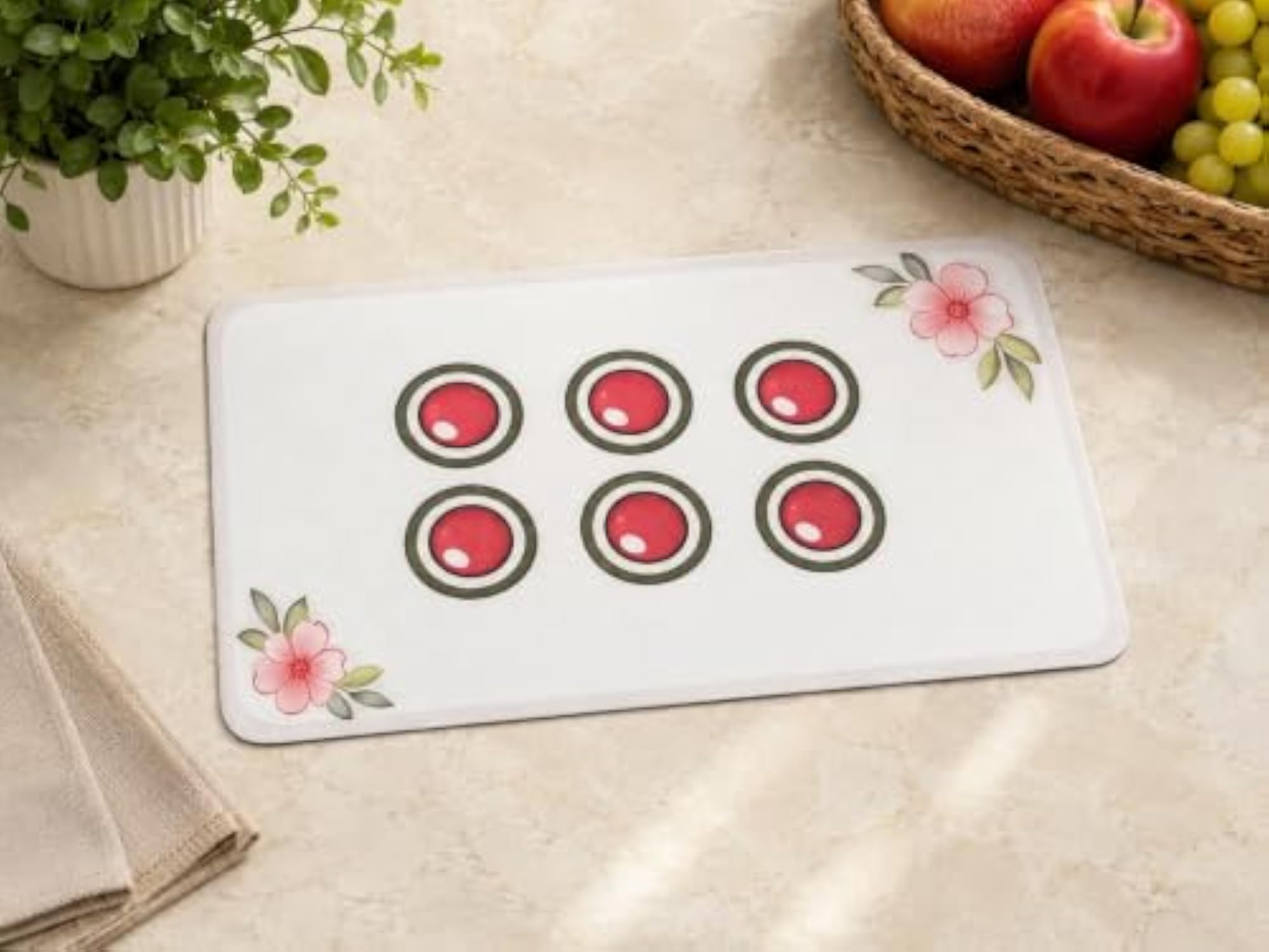 Star Mahjong Bubble Guard Sheet Coaster Set, Floral Design