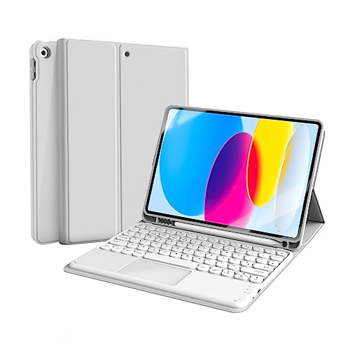 WB Capa com Teclado e trackpad para iPad 10ª e 11ª Geração 10.9' Polegadas com Auto Hibernação (Cinza)