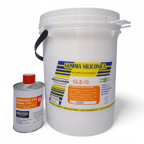 PROCHIMA Gomma SILICONICA da COLATA Professionale Gomma Siliconica Liquida Bicomponente a Condensazione con Bassa Viscosità GLS10, Alta Precisione e Perfetta Stabilità Dimensionale - 5Kg