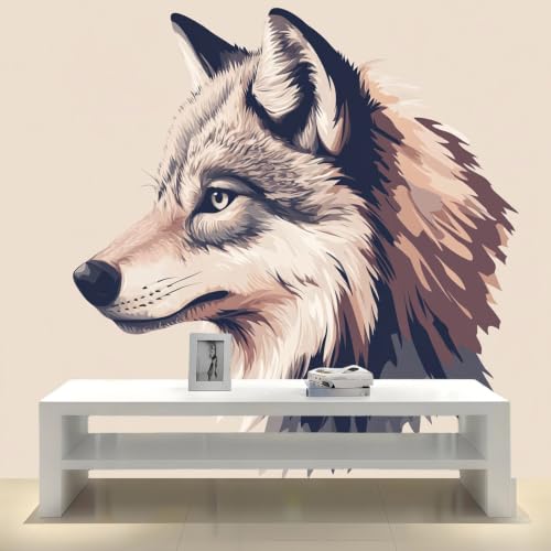 Mural de pared infantil y salón con diseño de lobo gris en gran formato moderno 6
