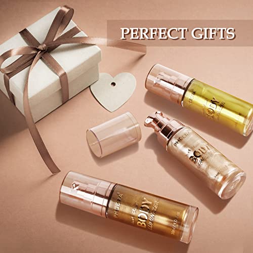 Phoera High Gloss Waterproof Body Luminizer Glitter Face Shimmer Moisturizer Lotion Tan Cream Foundation Makeup Bronzer Aquapurity (101 Rose Gold) #TOP6