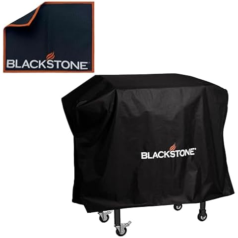 Blackstone 5482 outdoor grill cover fits 36 inches cooking station w/Hood heavy duty 600D polyester cover waterproof weather resistant & all season grill cover w/cinch straps bonus Blackstone towel Cover
