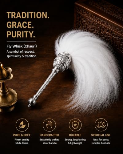 BishtHub Fouet à mouche sacré Chavar Chanwara Chawar en métal pour Gurudwara et Mandir Pooja – Lot de 1 – vue 2