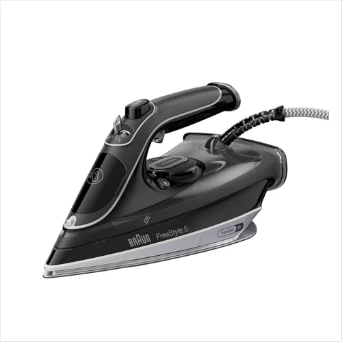 Braun TexStyle5 SI5188BK Ferro da Stiro a Vapore CON 5 ANNI DI ASSISTENZA, MODALITA' ECOMODE, Tecnologia FreeGlide 3D, Autospegnimento, Piastra EloxalPlus, Colpo Vapore 220g/min, manico aperto, Nero