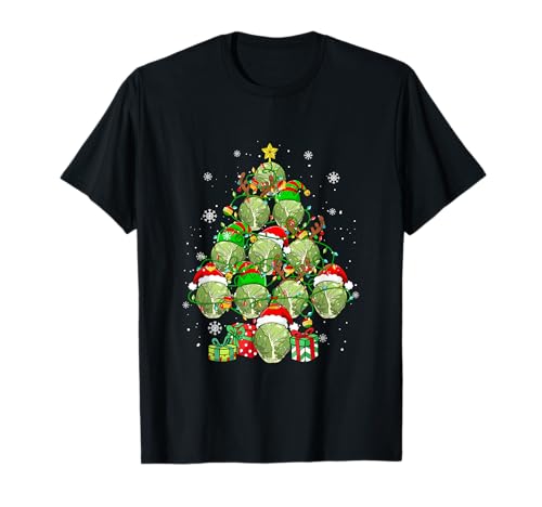 Group Santa Reindeer Elf Brussel Sprouts Xmas Tree Vegan T-Shirt