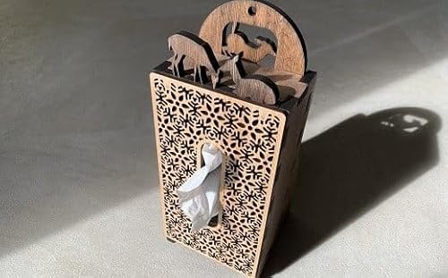 [前田木材工業]木製ティッシュケース 鹿(カバー付き)