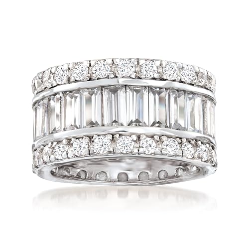 Ross-Simons 6.95 ct. t.w. Baguette and Round CZ Eternity Band in Sterling Silver