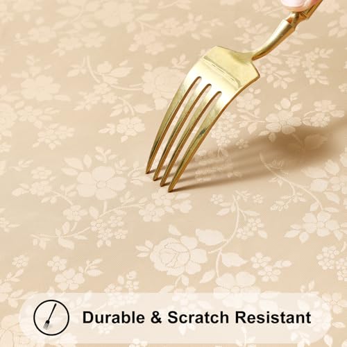 Image of Smiry Rectangle Table Cloth, Waterproof Heavy Duty Vinyl Tablecloths, Wipeable Washable Table Cover for Kitchen and Dining Room (Champagne, 60 inch X 84 inch)