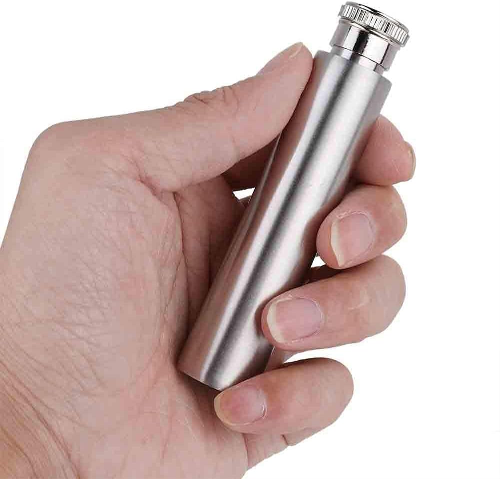 2PCS Mini Stainless Steel Flask, 1oz Portable Cigar Shaped Pocket Drinking Tubular Bottle Stainless Steel Tube Hip Flask