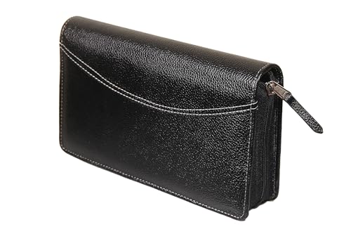 Image of Sukeshcraft Multiple Cheque Book Holder | Original Leather Holds Upto 8 Cheque Books, Locker Key Hook Matching Zipper (Leather)