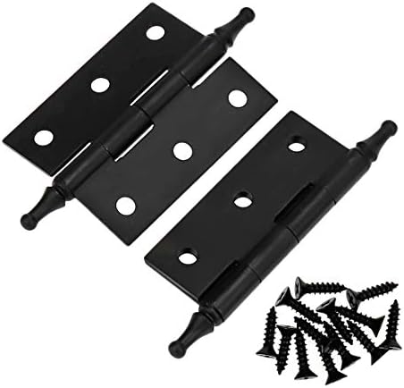 LC LICTOP 2 Inch Black Pure Brass Hinges Crown Head Butt Hinges for Furniture Cabinet Drawer Door 2pcs