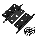 LC LICTOP 2 Inch Folding Butt Hinges, Brass Cabinet Door Hinges with Ball Finials for Drawers, Wardrobes & Wooden Boxes, Antique Matte Black, 2.95 Inch Long Shaft, 1.97 x 1.54 Inch Plate, 2Pcs