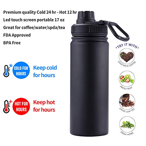 Tea Infuser Bottle With Removable Loose Leaf Tea Strainer 18/8 Stainless Steel Insulated Travel Tea Tumbler Black #TOP3