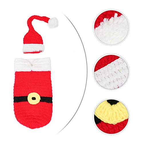 NUOBESTY 2 Stuks Pasgeboren Santa Gebreide Fotografie Props Baby Kerst Kerstmuts Kostuum Outfit Foto Prop Accessoires - Afbeelding 7