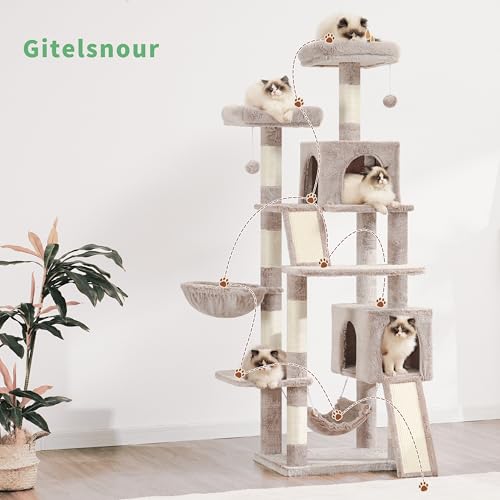 Image of Gitelsnour Cat Tree, 71'' Tower for Large Cat with Scratching Post, GCT032MU