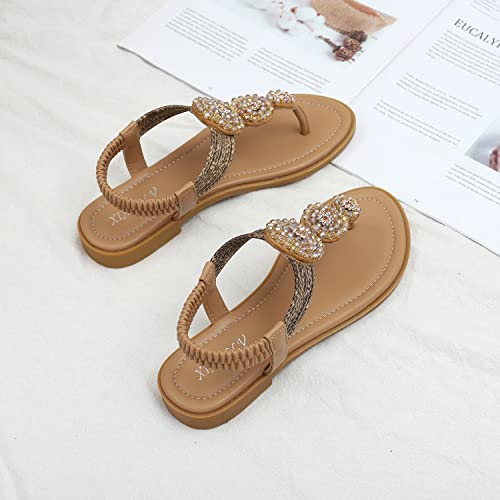 Womens Summer Casual Thong Flip Flops Comfy Flat Walking Sandals with Ankle Strap4