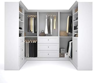 Bestar Versatile U-Shaped Walk-in Closet Organizer, 108W, White