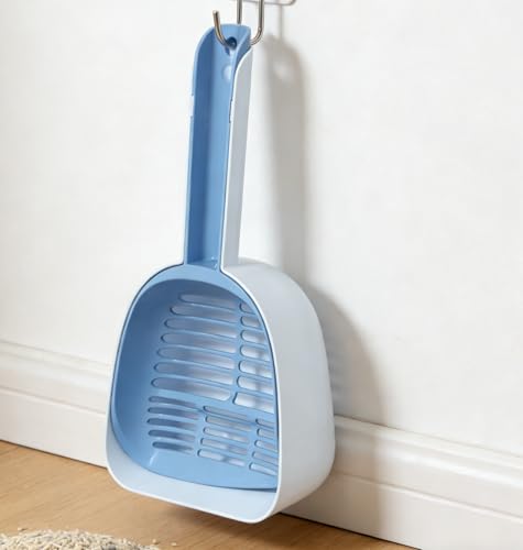 Pala de arena para gatos de polipropileno resistente con soporte, agarre ergonómico, fácil de limpiar, 30,5 x 14,5 x 8,5 cm, ideal para sílice y arena aglutinante